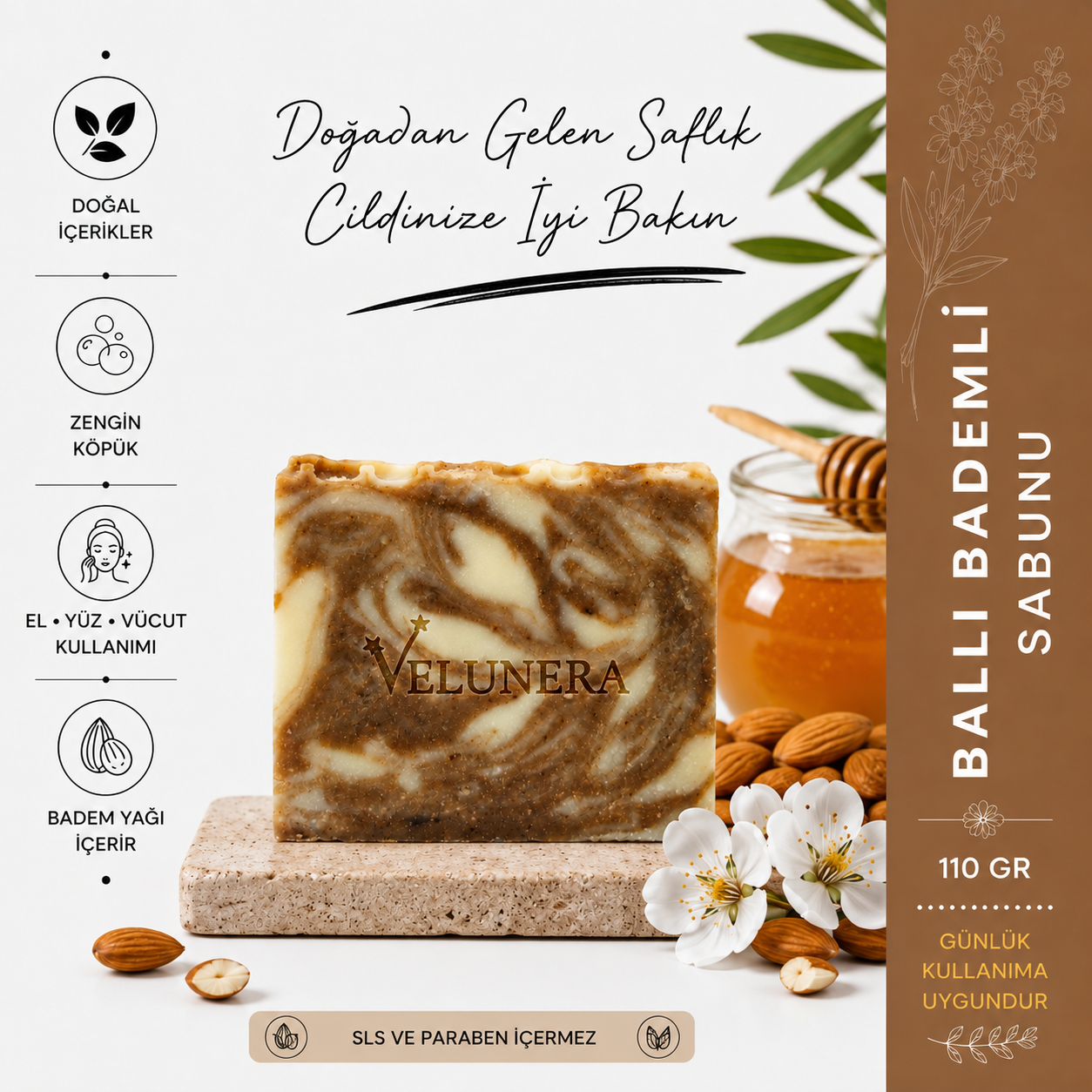 Velunera Ballı Bademli Sabun 110 gr.