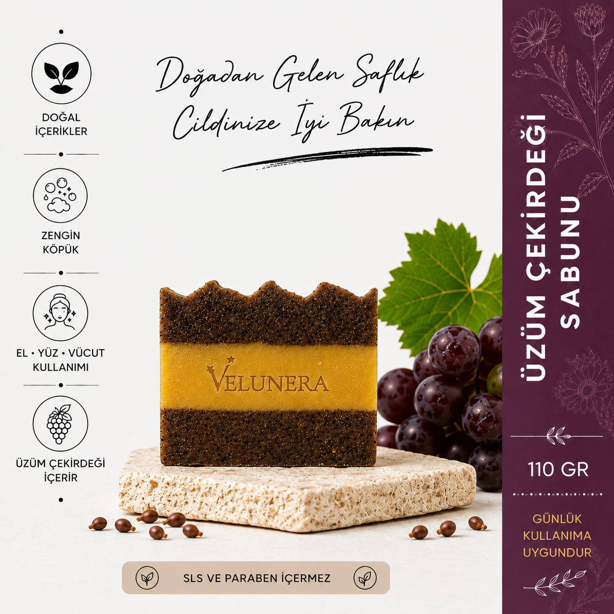 Velunera Üzüm Çekirdeği Sabunu 110 gr